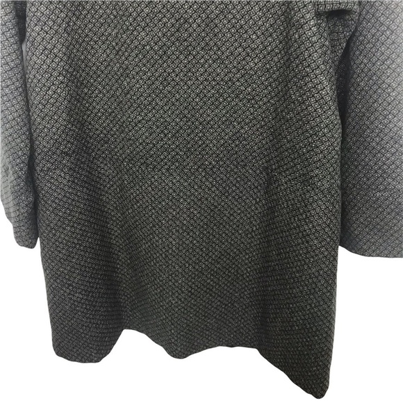 Maison Cherie Green Black 100% Wool Geo Print Coat With Fur Collar - Picture 8 of 11